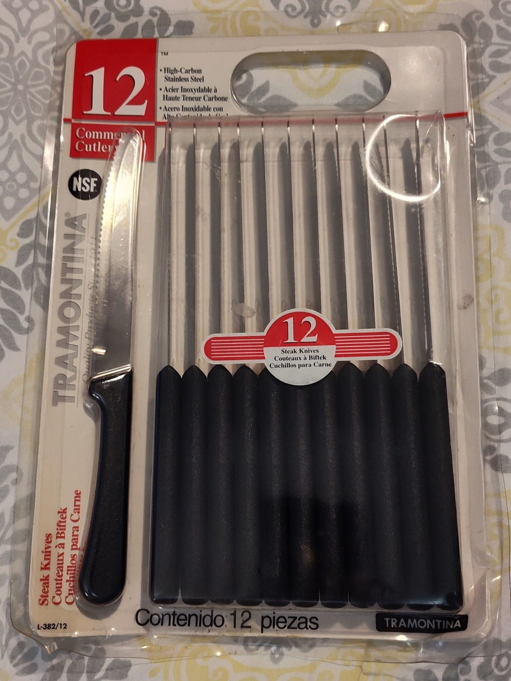 NWT! Tramontina 12-Piece Black Steak Knives Set